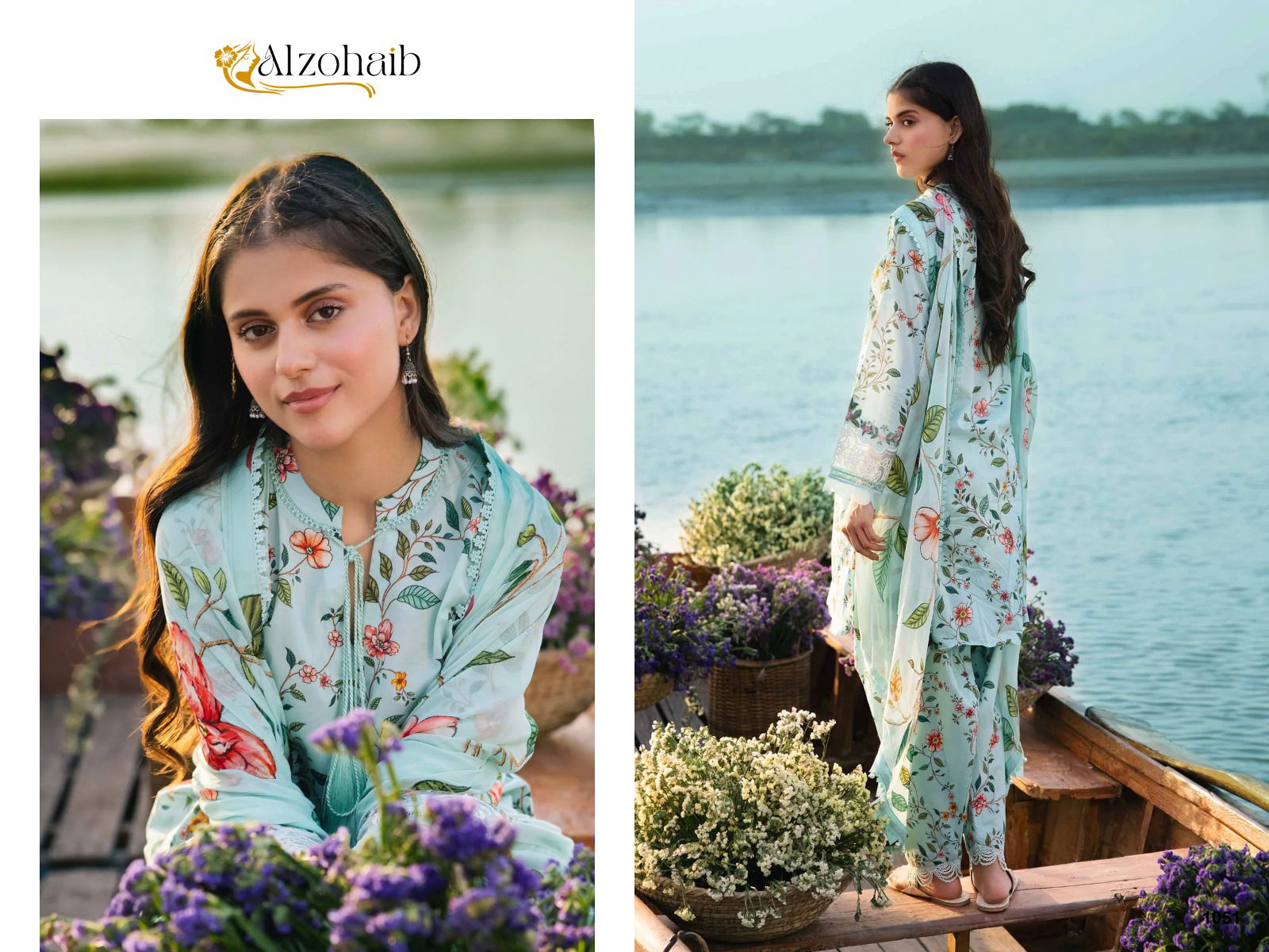 Alzohaib M Basic 1052-1053 Cotton Embroidery Pakistani Suit Wholesale Shop In Surat